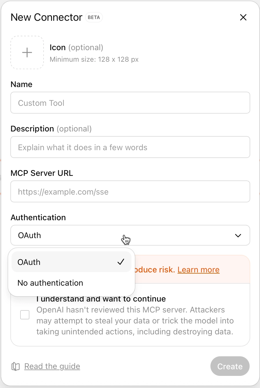 ChatGPT Create MCP Connector