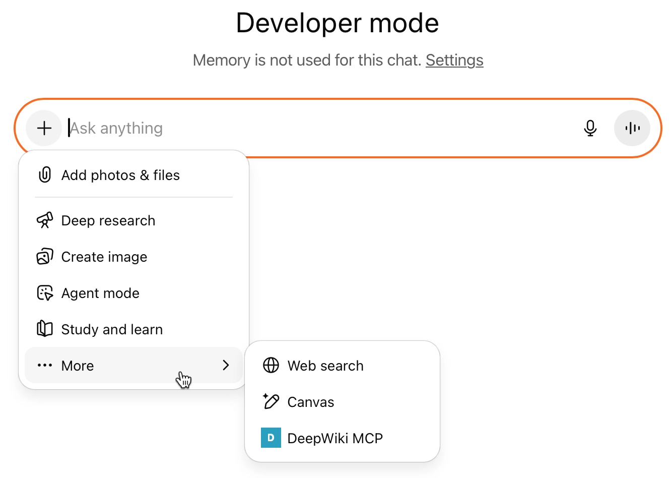 MCP in einem Chat aktivieren